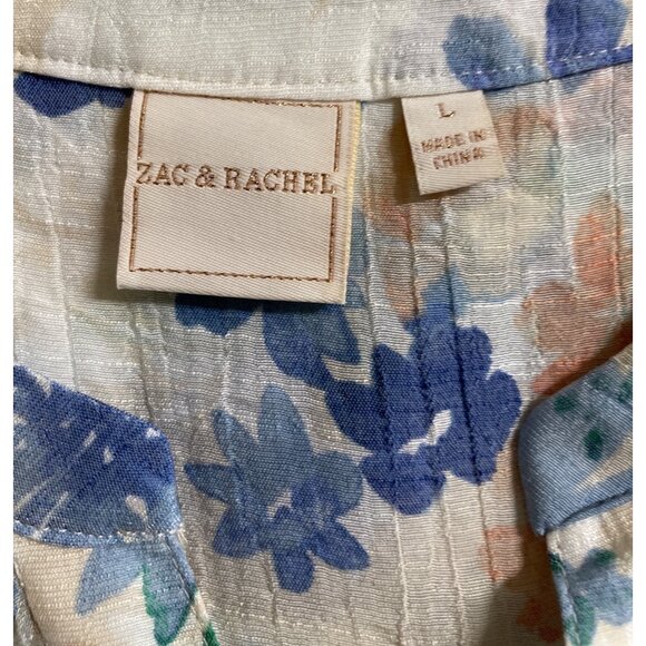 Zac & Rachel Floral Sleeveless Tie Front Button Up Shirt Womens Size Large - Picture 7 of 9